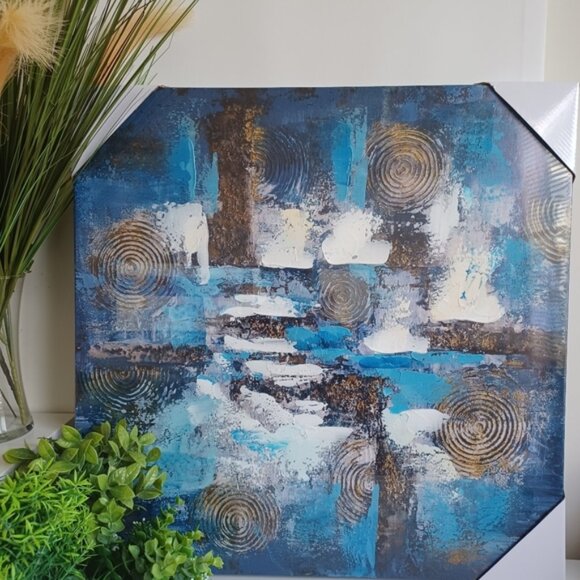 Abstract Wall Art Canvas | Modern 24x24 Unframed Oil Painting | Ready to Hang - Picture 1 of 4